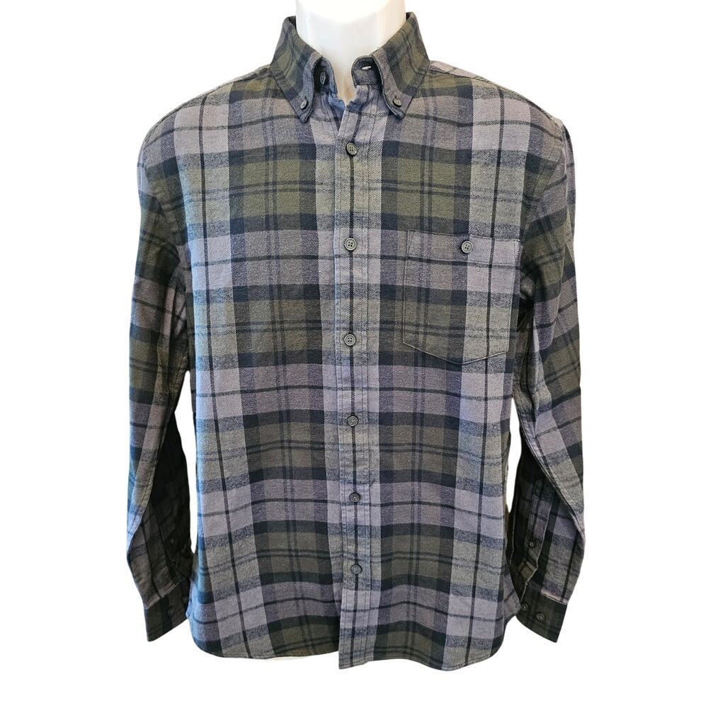NWT haggar flannel plaid green long sleeve button up S warm winter lumberjack